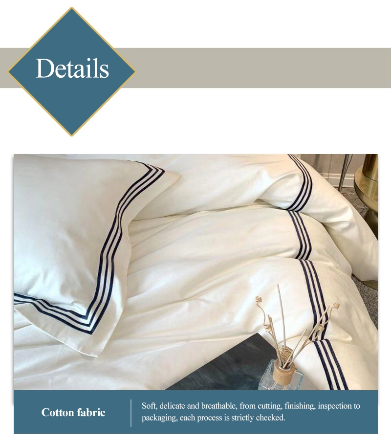 Factory Wholesale Luxury Hotel Bedsheet Set Apartment Hospital Cotton King Double Bed Duvet Cover Dormitory Fitted Sheet Military Bedding Sets