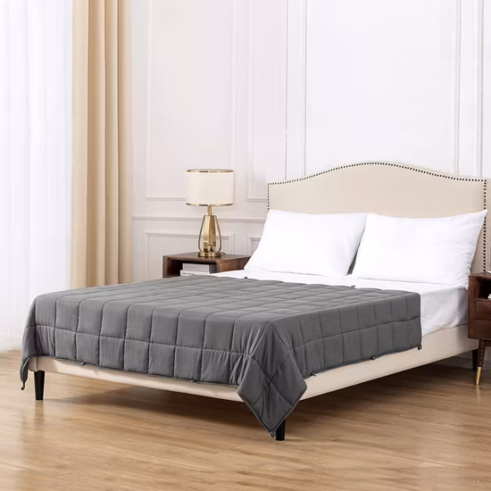 Beispiel-Anpassung: Doppellagige gewichtete Minky-Decke, Baumwollbezug, individuelle graue Farbe, weiche gewichtete Decke